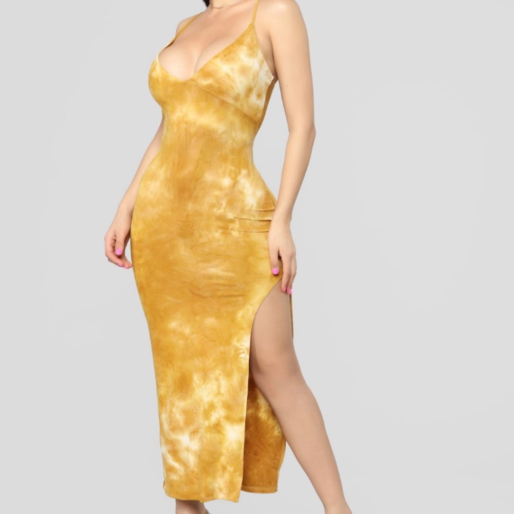 Sexy tie dye midi dress with slit